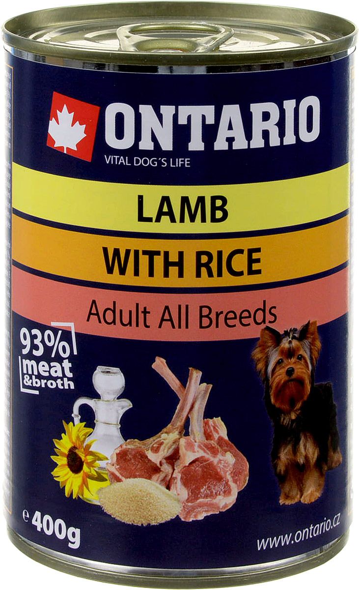 фото Консервы для собак ontario adult all breeds, все породы, ягненок и рис, 400г