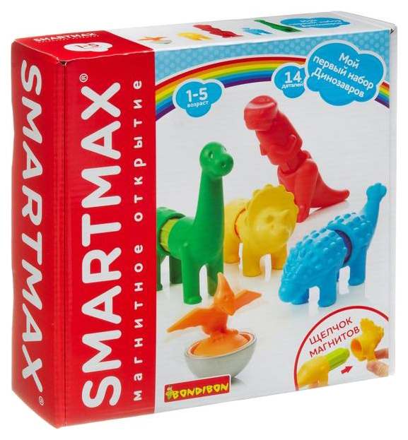Купить Магнитный конструктор Bondibon SmartMax Мой первый набор динозавров, 14 деталей,