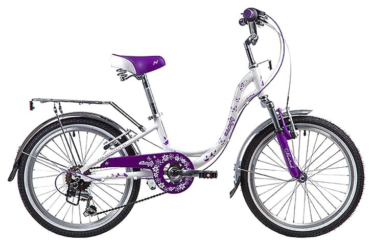 фото Велосипед novatrack "butterfly" (цвет: белый/фиолетовый, 20")