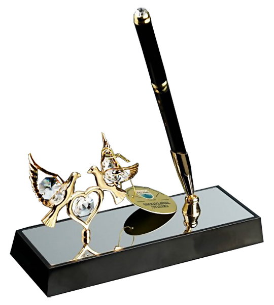 Шариковая ручка на подставке Голуби 16х6х19 см с кристаллами Сваровски VS