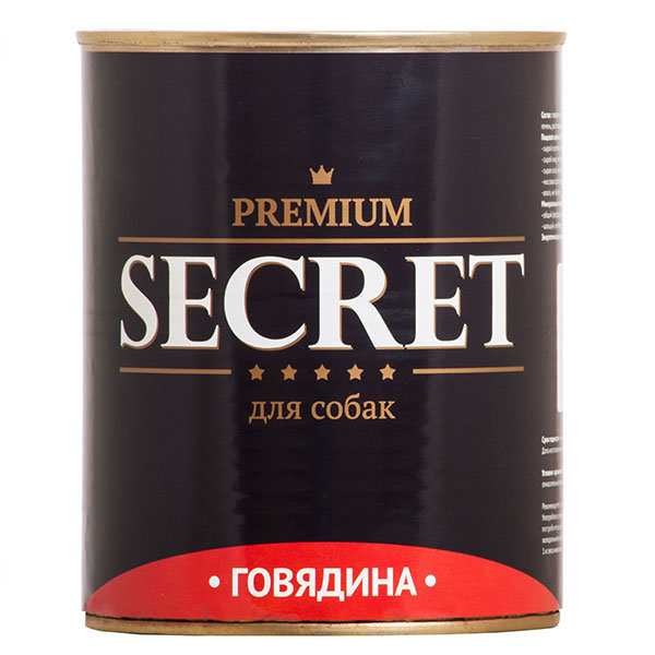 Консервы для собак Secret Premium, Говядина, 850 г