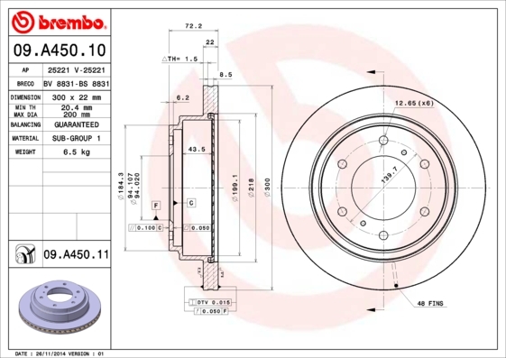 

Тормозной диск brembo 09A45010