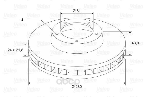 фото Тормозной диск valeo для renault kangoo 01-, laguna 95-01, megane 96-, scenic 99- 297655