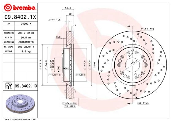 фото Тормозной диск brembo 09.8402.1x