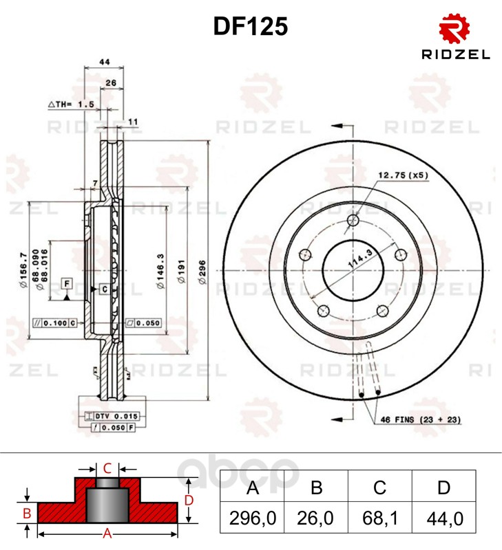 

Тормозной диск RIDZEL DF125 передний