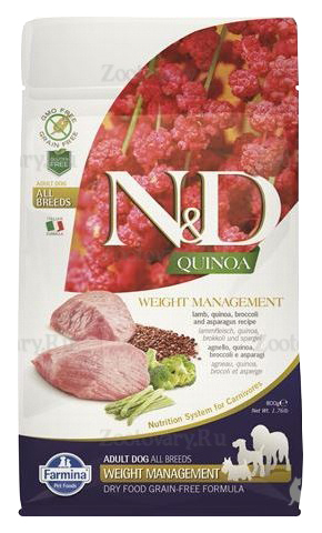 фото Сухой корм для собак farmina n&d quinoa weight management, ягненок и киноа, 0,8кг