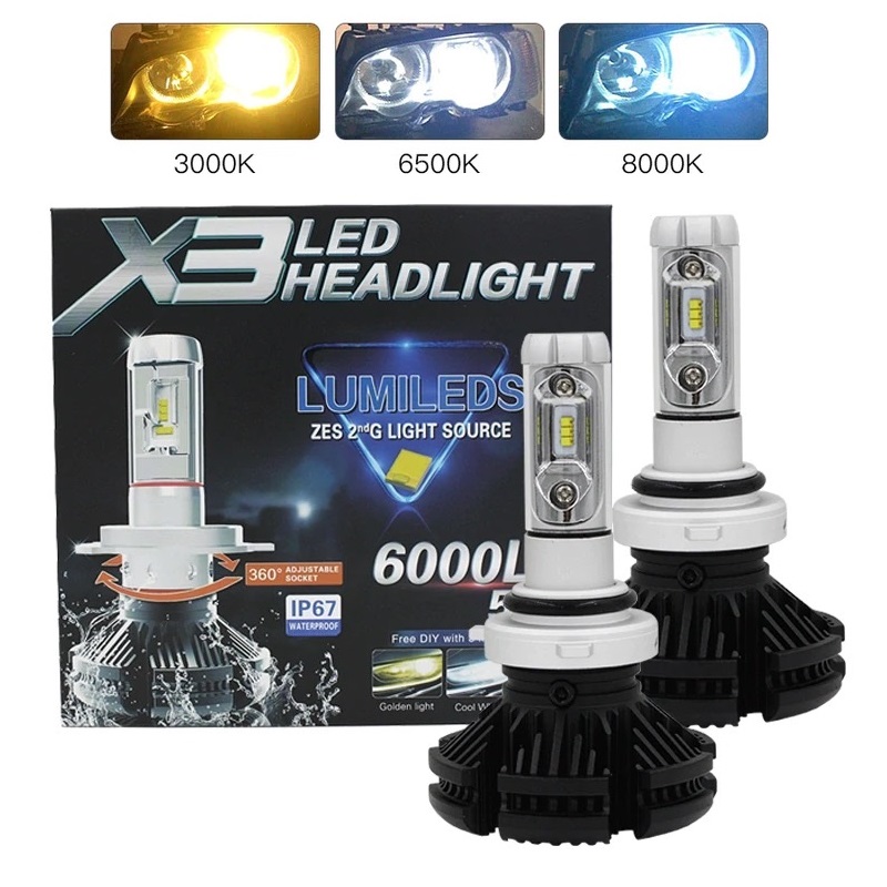 Светодиодные лампы X3 LED Headlight HB4 9006 Lumileds ZES 2G 9-32V 50W 6000Lm