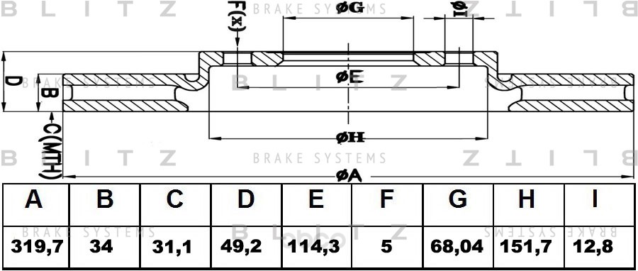 

Тормозной диск BLITZ для Infiniti FX35, FX45 2003- BS0378