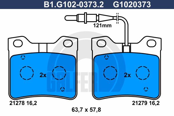 Комплект тормозных дисковых колодок GALFER B1.G102-0373.2