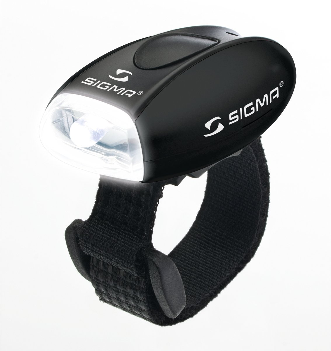 Велосипедный фонарь передний Sigma Micro черный, 1 светодиод, 2 батарейки CR 2032