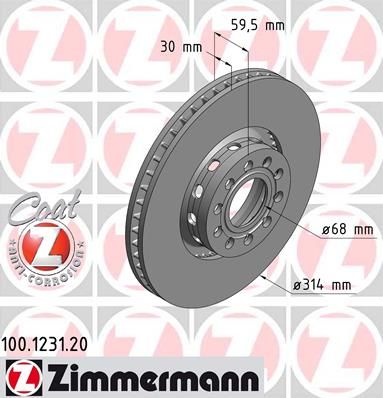 

Тормозной диск ZIMMERMANN 100.1231.20