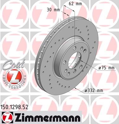 фото Тормозной диск zimmermann 150.1298.52