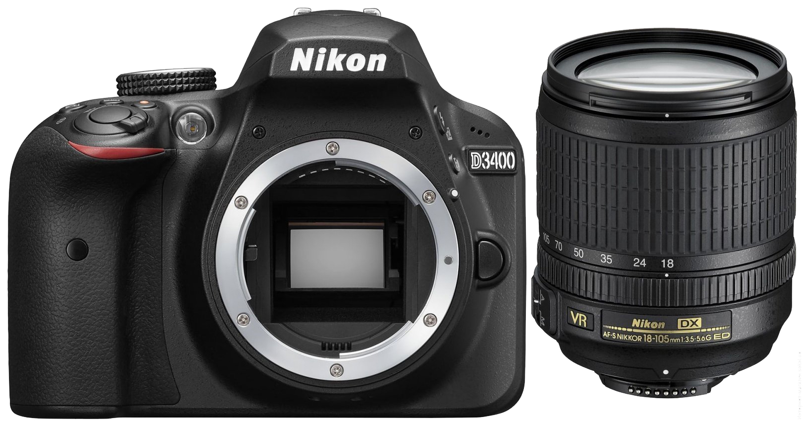 

Фотоаппарат зеркальный Nikon D3400 18-105mm VR Black, D3400 AF-S 18-105mm VR