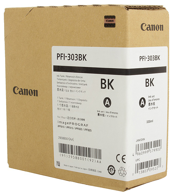 Картридж для струйного принтера Canon PFI-303 BK черный, оригинал