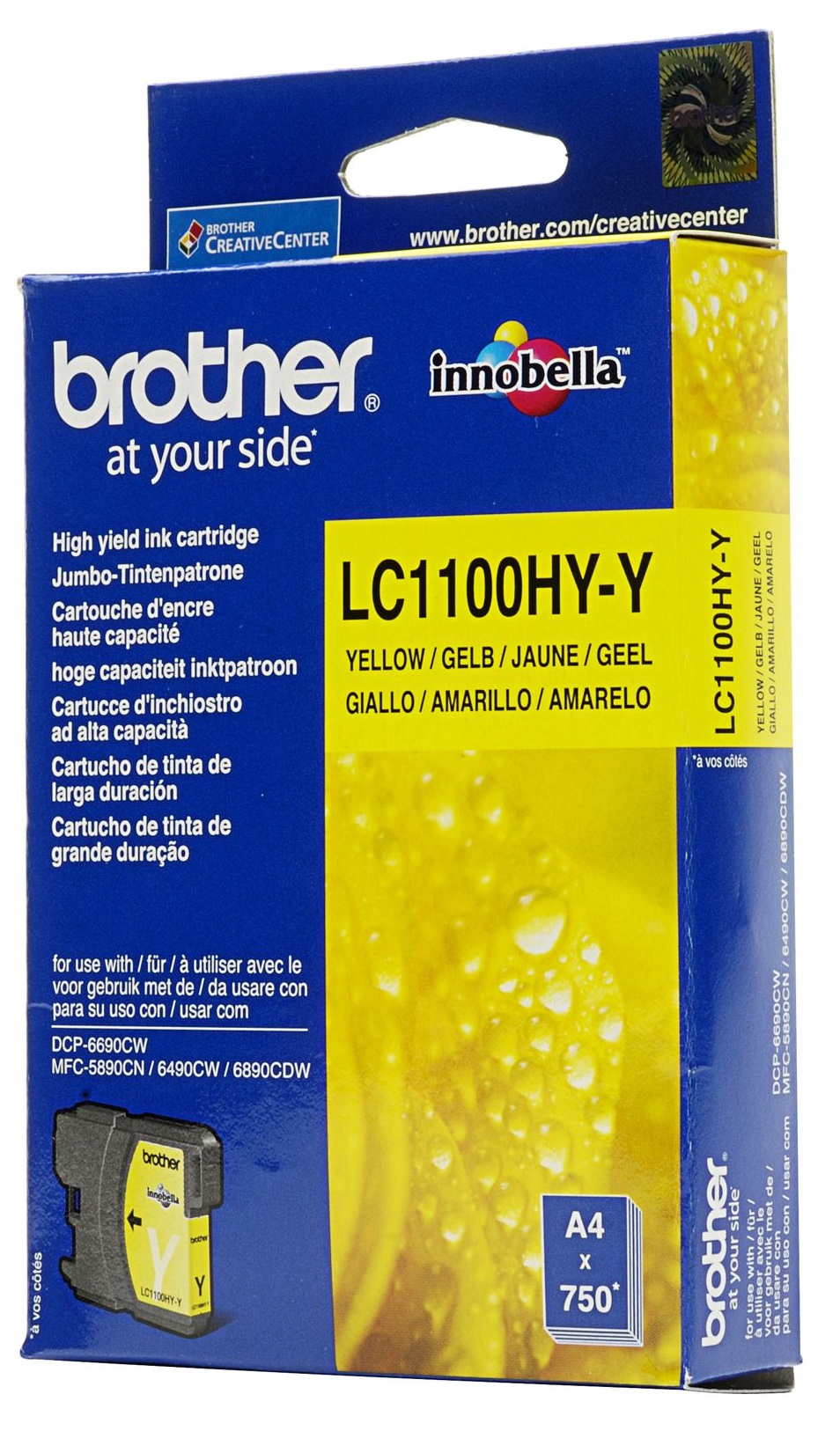 Картридж для струйного принтера Brother LC-1100HYY, желтый, оригинал