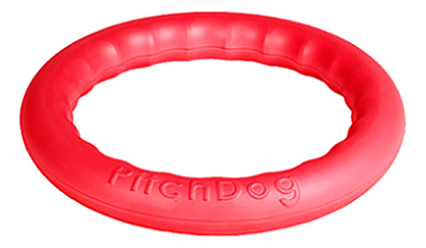 фото Апорт для собак pitchdog игровое кольцо, красное, 28 см