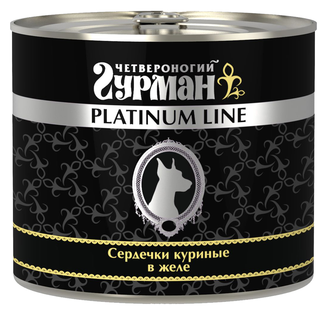 фото Консервы для собак четвероногий гурман platinum line, сердечки куриные, 500г