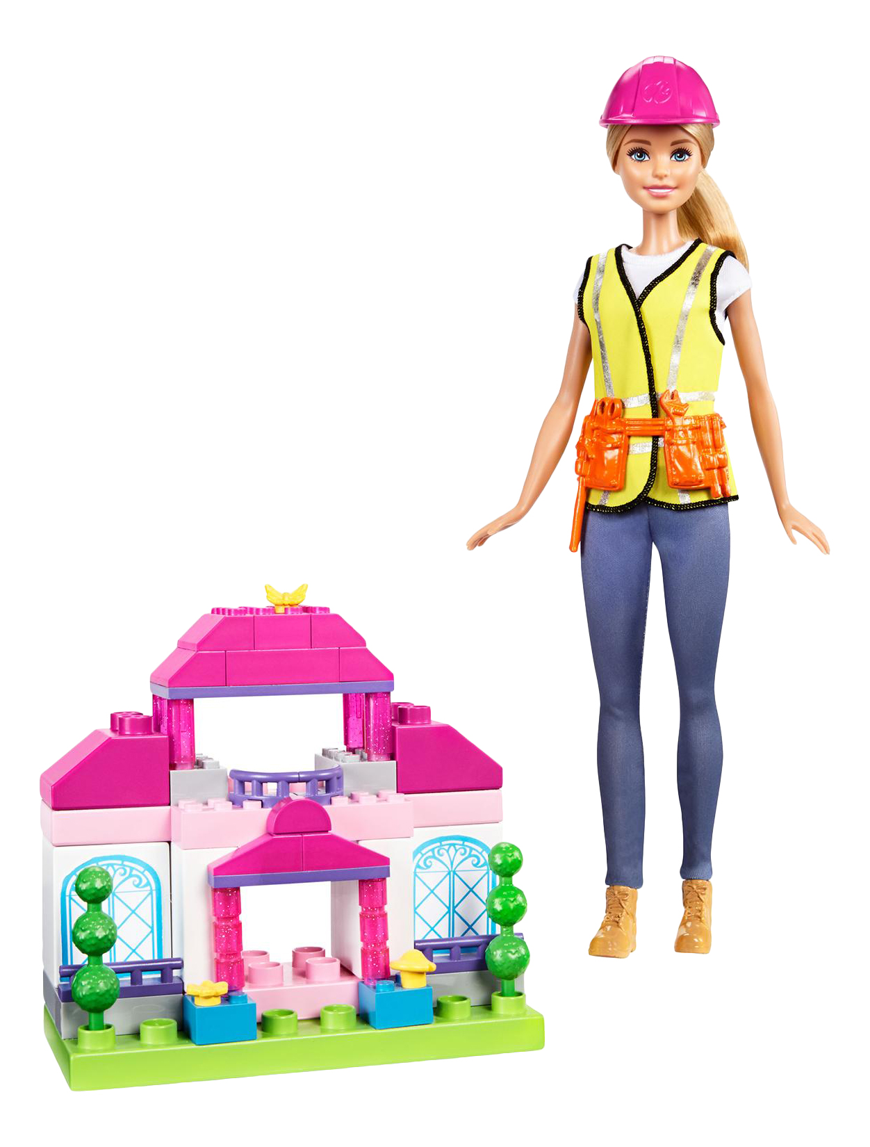 Куклы Barbie Mattel Mega Bloks строитель FGX67/FCP76 конструктор mattel mega construx barbie домик мечты gwr34