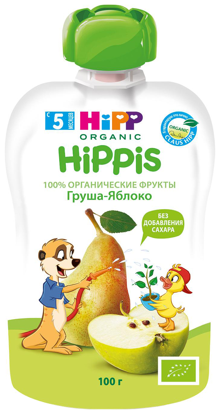 

Пюре фруктовое HiPP Груша, яблоко с 5 мес. 100 г, 1 шт., Груша с яблоками пауч
