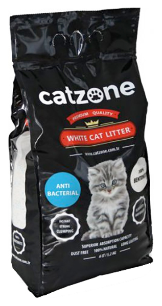 фото Комкующийся наполнитель для кошек catzone antibacterial бентонитовый, 5.2 кг, 6 л