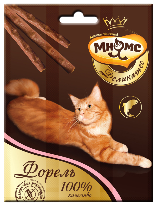 фото Лакомство для кошек мнямс деликатес палочки, форель, 3 шт по 4 г