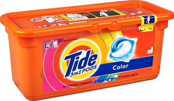 фото Жидкость для стирки tide в растворимых капсулах color 30*24.8 г