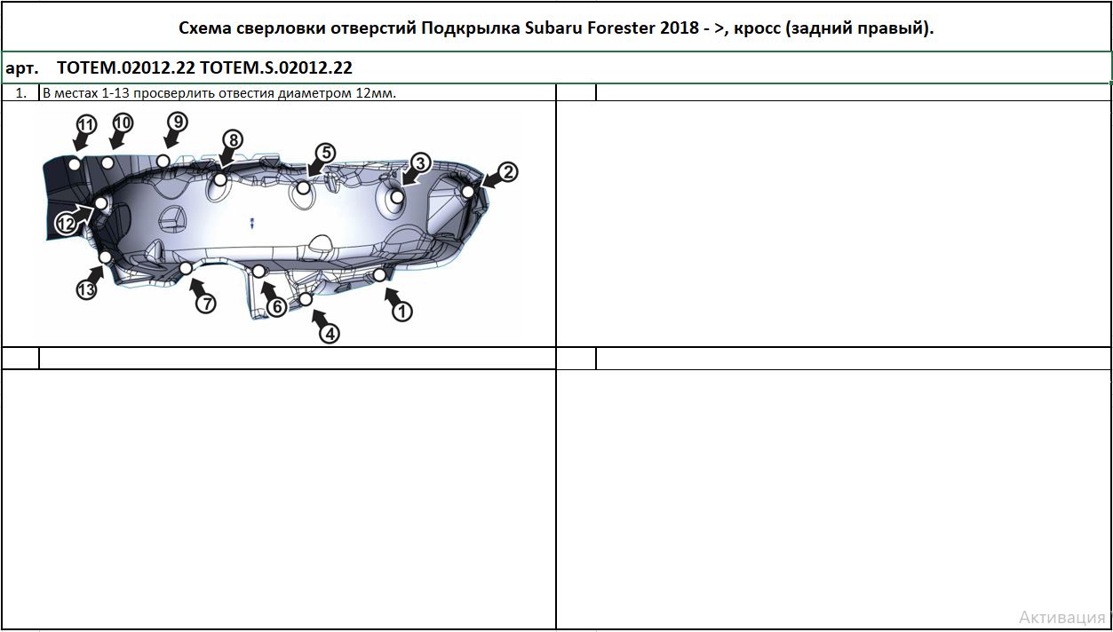 

Подкрылок подходит для SUBARU Forester 2018 - > кросс (задний правый)