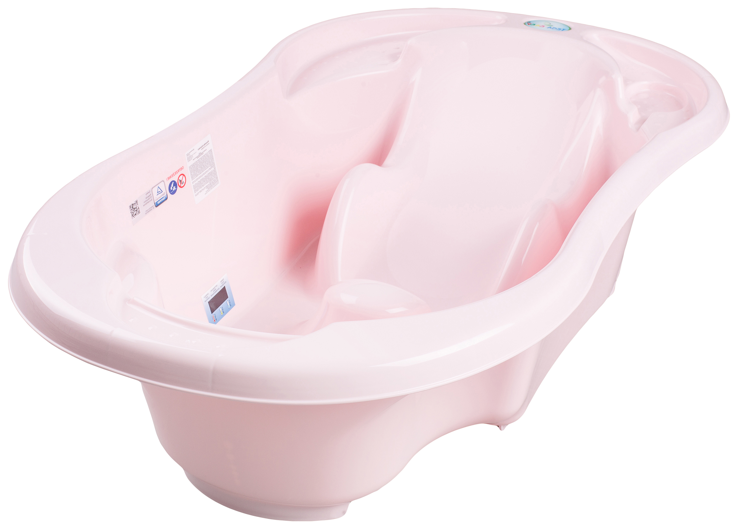 фото Ванна tega baby детская с отливом и термометром комфорт светло-розовый 96 см