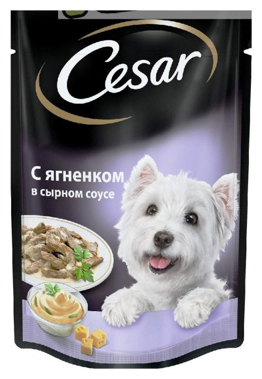 

Влажный корм для собак Cesar, ягненок в сырном соусе, 100г, ягненок, 100 г