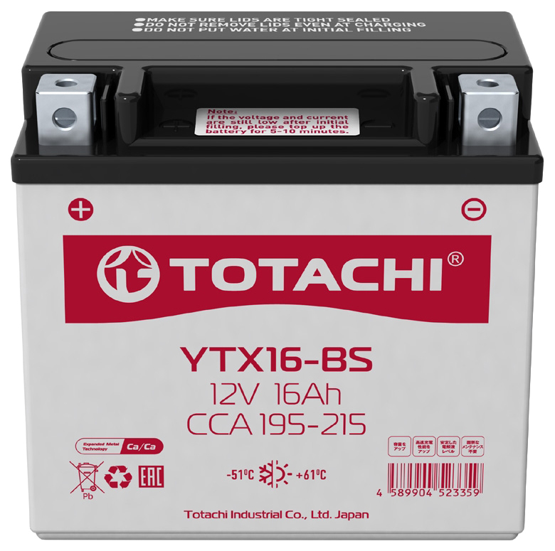 Аккумулятор TOTACHI MOTO YTX16-BS 16 а/ч R