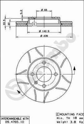 фото Тормозной диск brembo 09.4765.75