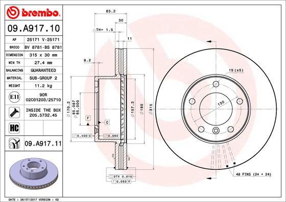 фото Тормозной диск brembo 09.a917.10