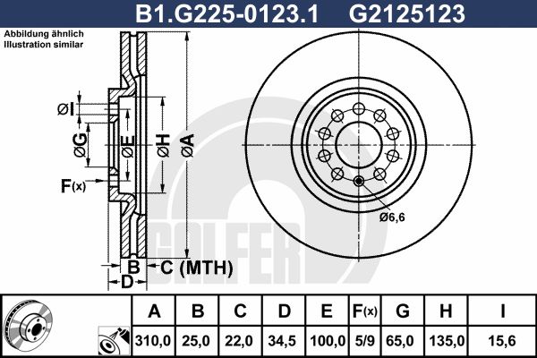 фото Тормозной диск galfer b1.g225-0123.1