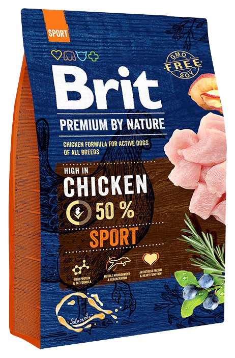 

Сухой корм для собак Brit Premium By Nature Sport, для активных, курица, 3кг, Premium By Nature Sport