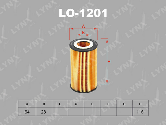 фото Фильтр масляный lynxauto lo-1201