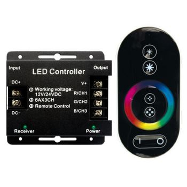 Контроллер Ecola LED RGB RF controller 18A 216W 12V 432W 24V с кольцевым сенсорным