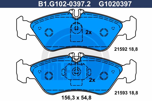 

Комплект тормозных дисковых колодок GALFER B1.G102-0397.2