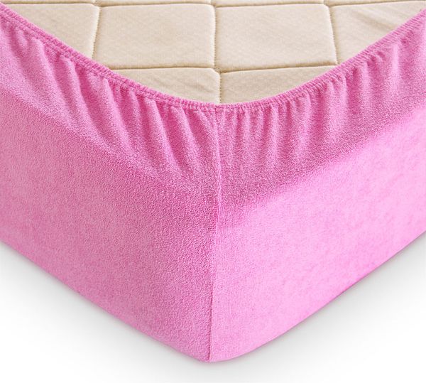 фото Простыня махровая на резинке (розовая) 160х200х30 текс-дизайн