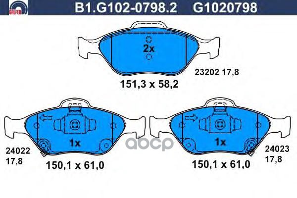 фото Комплект тормозных колодок galfer b1g10207982
