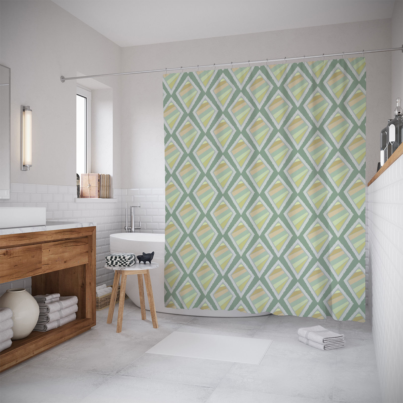 

Шторы для ванной JoyArty «Неправильные квадраты» 180x20, Серый