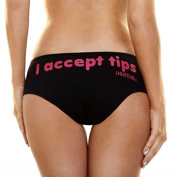 

Женские трусики Hustlerс надписью I Accept Tips, Черный, I Accept Tips