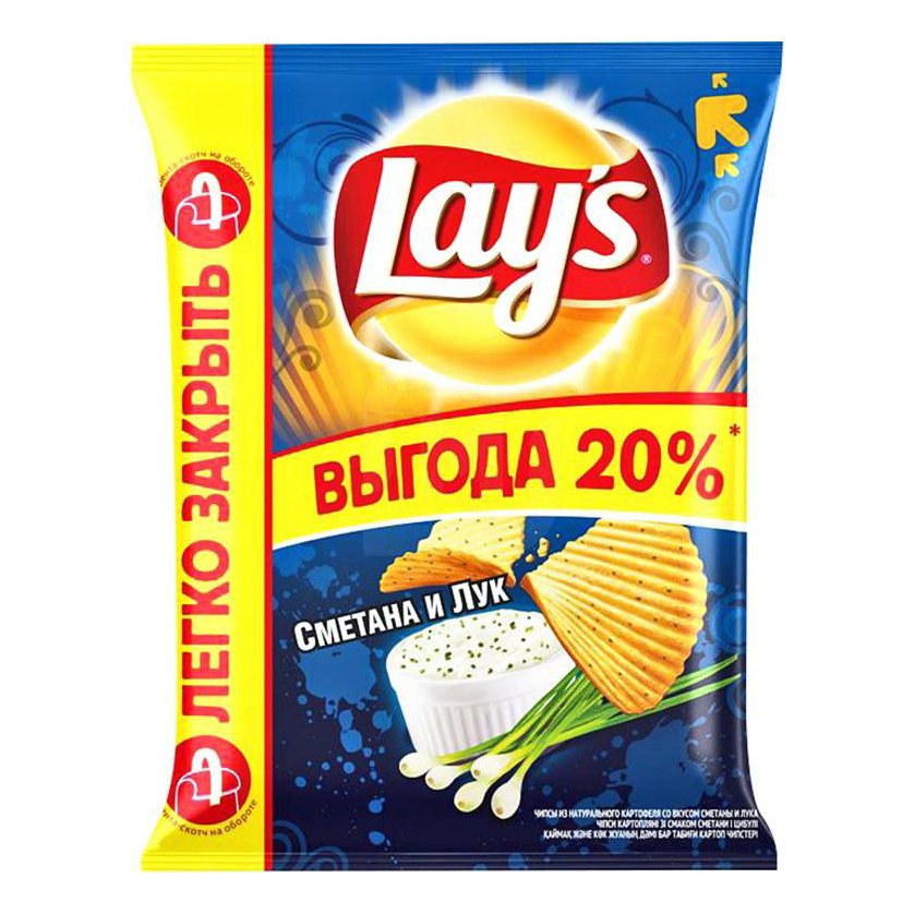 Чипсы картофельные Lay's Сметана и лук 225 г