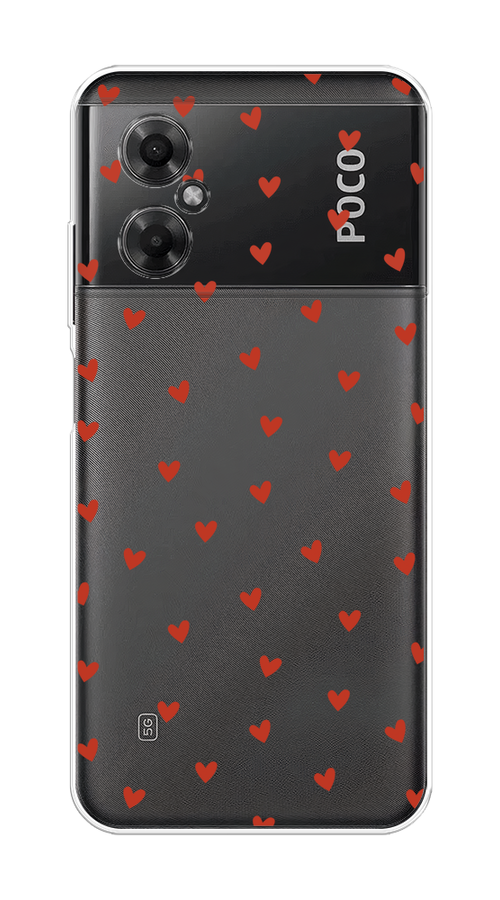 

Чехол на Xiaomi Poco M4 5G "Red hearts", Красный;прозрачный, 316550-1