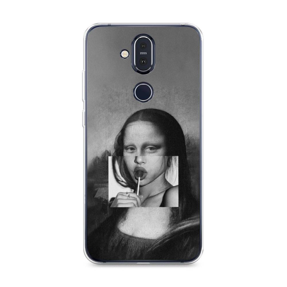 

Чехол Awog на Nokia 8.1 / Нокиа 8.1 "Mona Lisa sucking lollipop", Серый, 122250-9