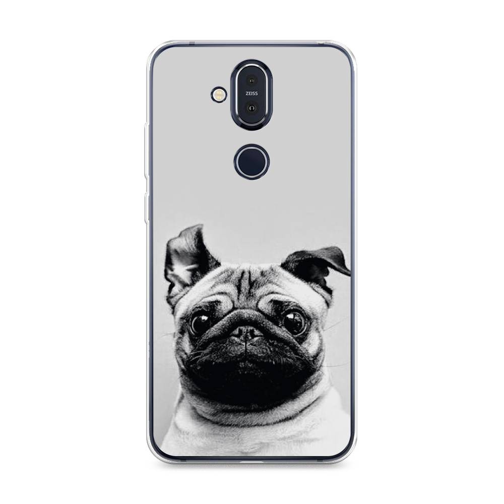 

Чехол Awog на Nokia 8.1 / Нокиа 8.1 "Ушастый мопс", Серый, 122250-1