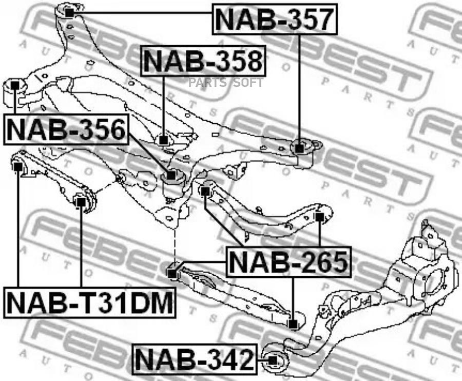 

FEBEST Сайлентблок задней балки FEBEST NAB358