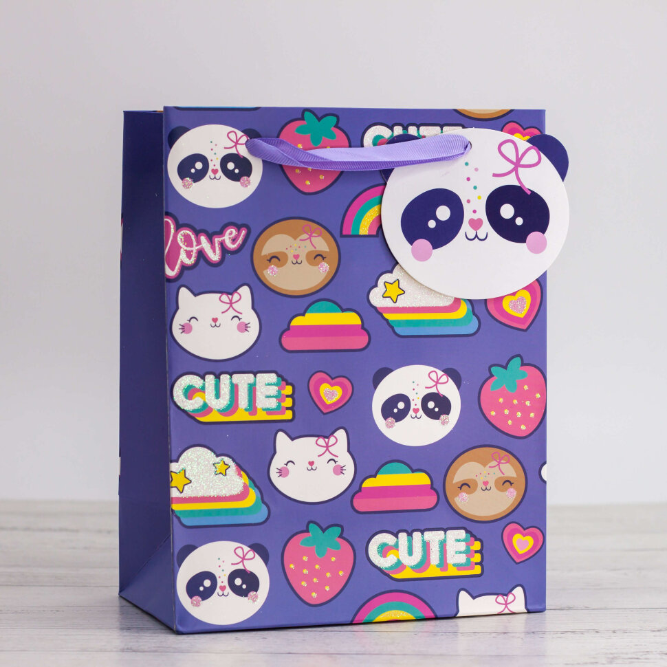 

Пакет подарочный S Many cute love purple 18х23х10, Фиолетовый, Many cute love