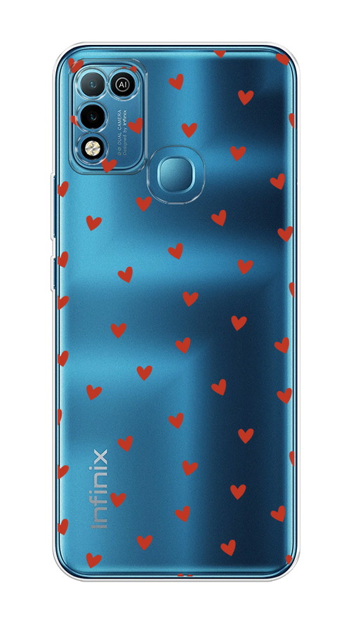 

Чехол на Infinix HOT 10 Play/HOT 11 Play "Red hearts", Красный;прозрачный, 3100850-1