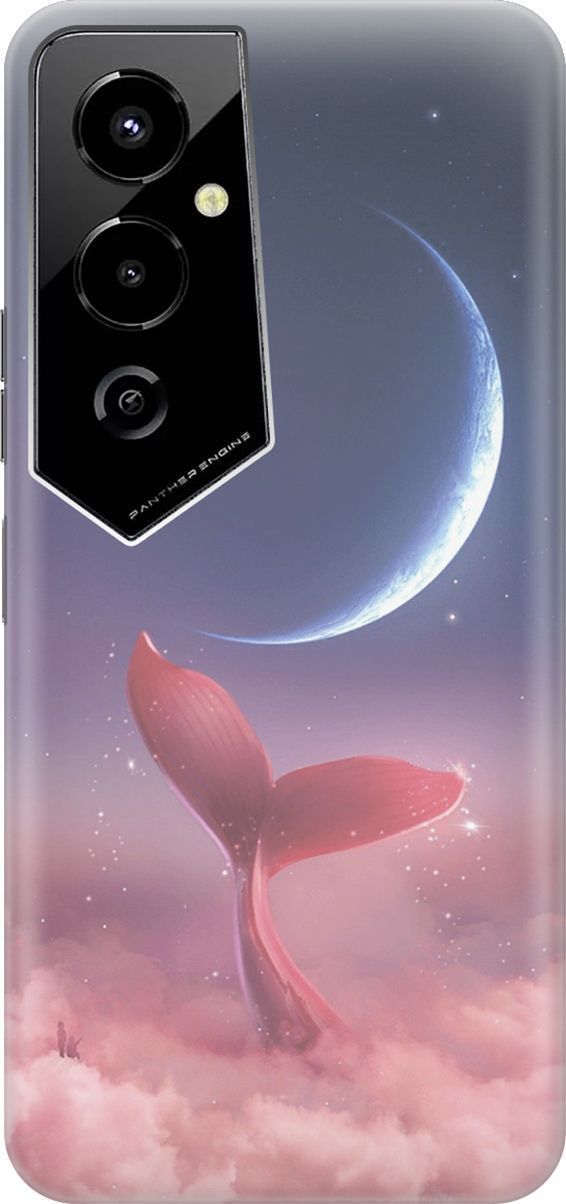 

Силиконовый чехол на Tecno Pova 4 Pro с принтом "Небесный кит", Розовый;синий, 158079