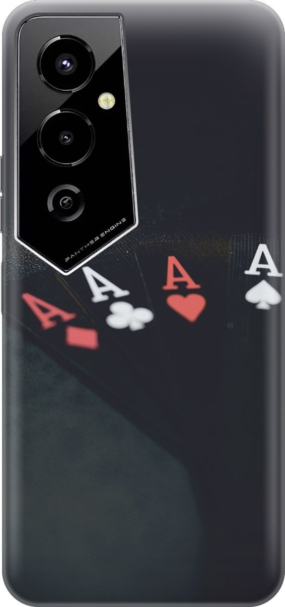 

Силиконовый чехол на Tecno Pova 4 Pro с эффектом блеска "Флеш-рояль", Черный;белый, 158089